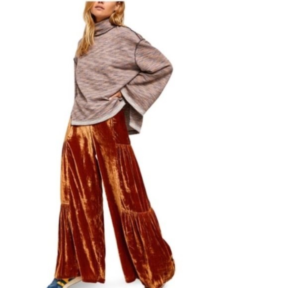 Free People Pants - NEW Free People Women's Say La Vie Palazzo Wide Leg Pants BROWN Size 4 NWT